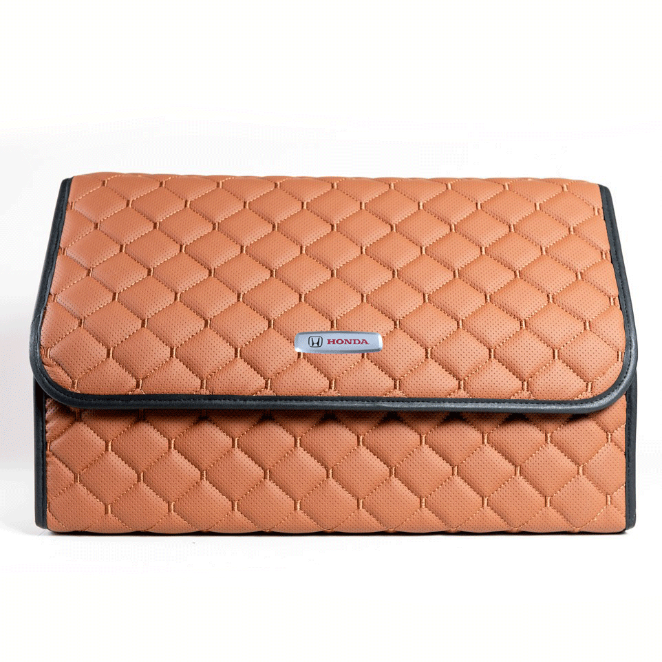 Сумка-органайзер с лого Honda в багажник CarsBAG Экокожа 30x50x30 см Коричневый (acb-1036-3-30х50х30-020)
