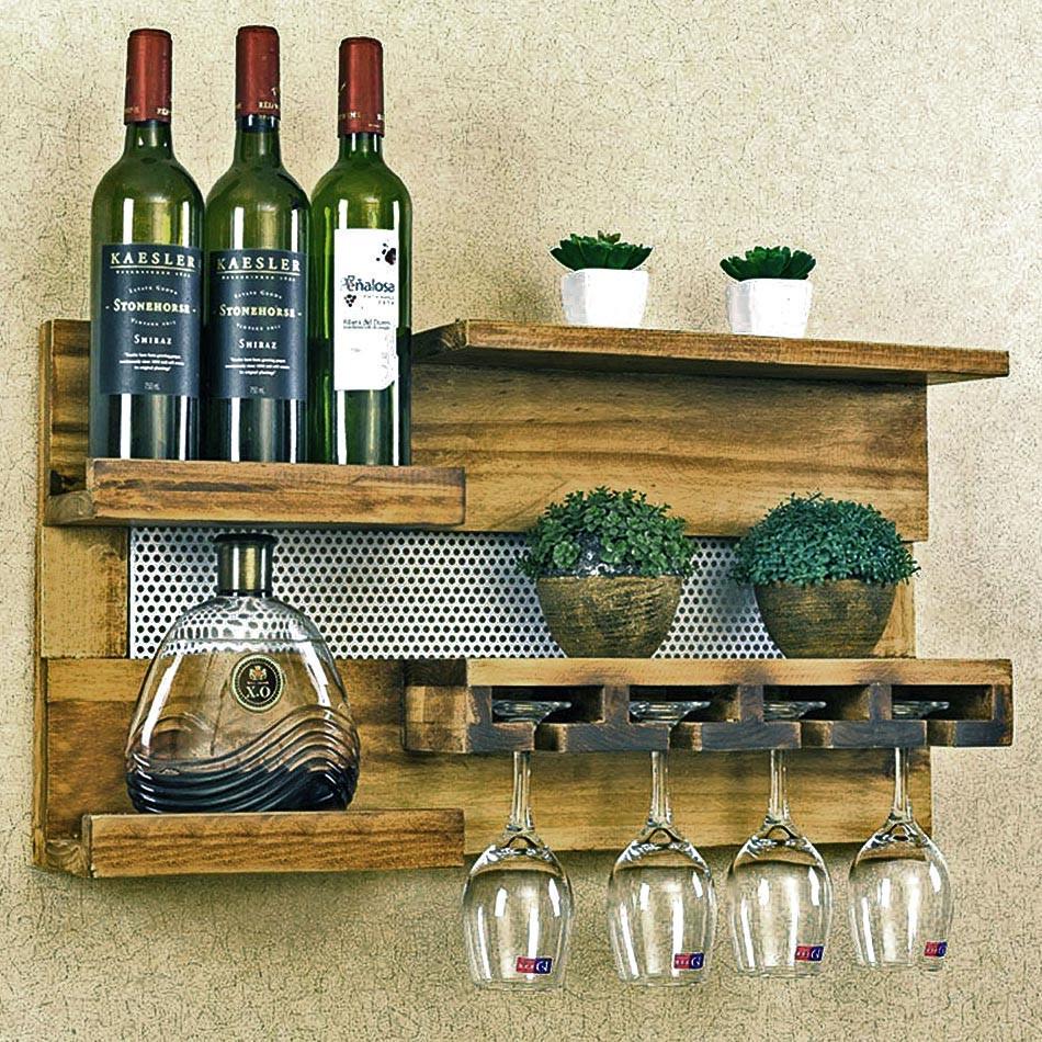 Полка для вина настенная из дерева Тояма Палисандр (ПНК-001202)