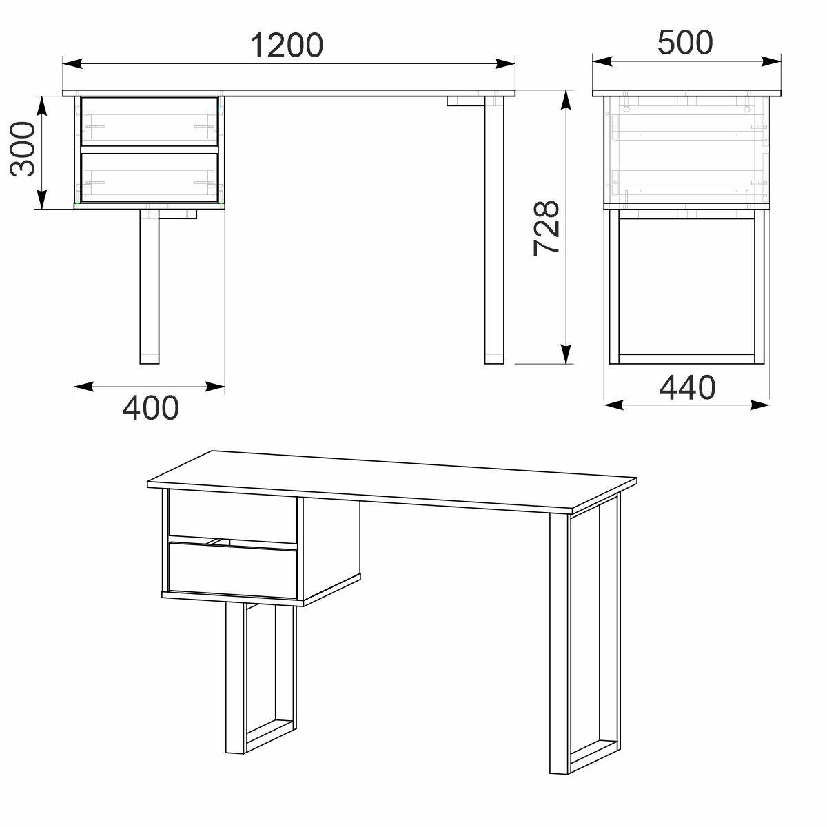 Стіл письмовий Компаніт Лофт 3 120х50х72,8 см Яблуня (61851c2ebf788663f50d8681) - фото 2 Стіл письмовий Компаніт Лофт 3 120х50х72,8 см Яблуня (61851c2ebf788663f50d8681) - фото 2