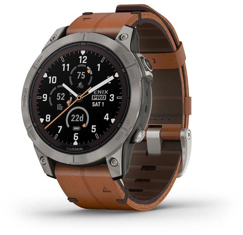 Смарт-часы Garmin Fenix 7 Pro Sapphire Solar Titanium with Chestnut Leather Band (010-02777-30)