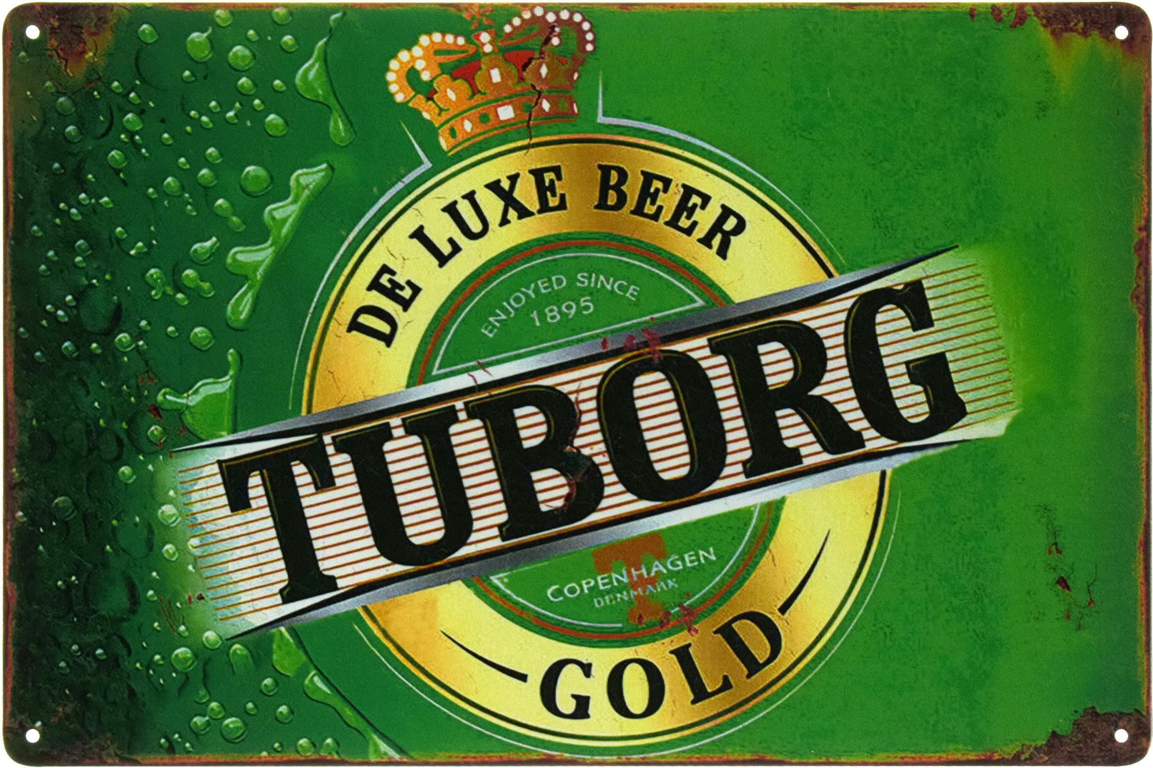 Металлическая табличка Tuborg De Luxe Beer 20x30 см