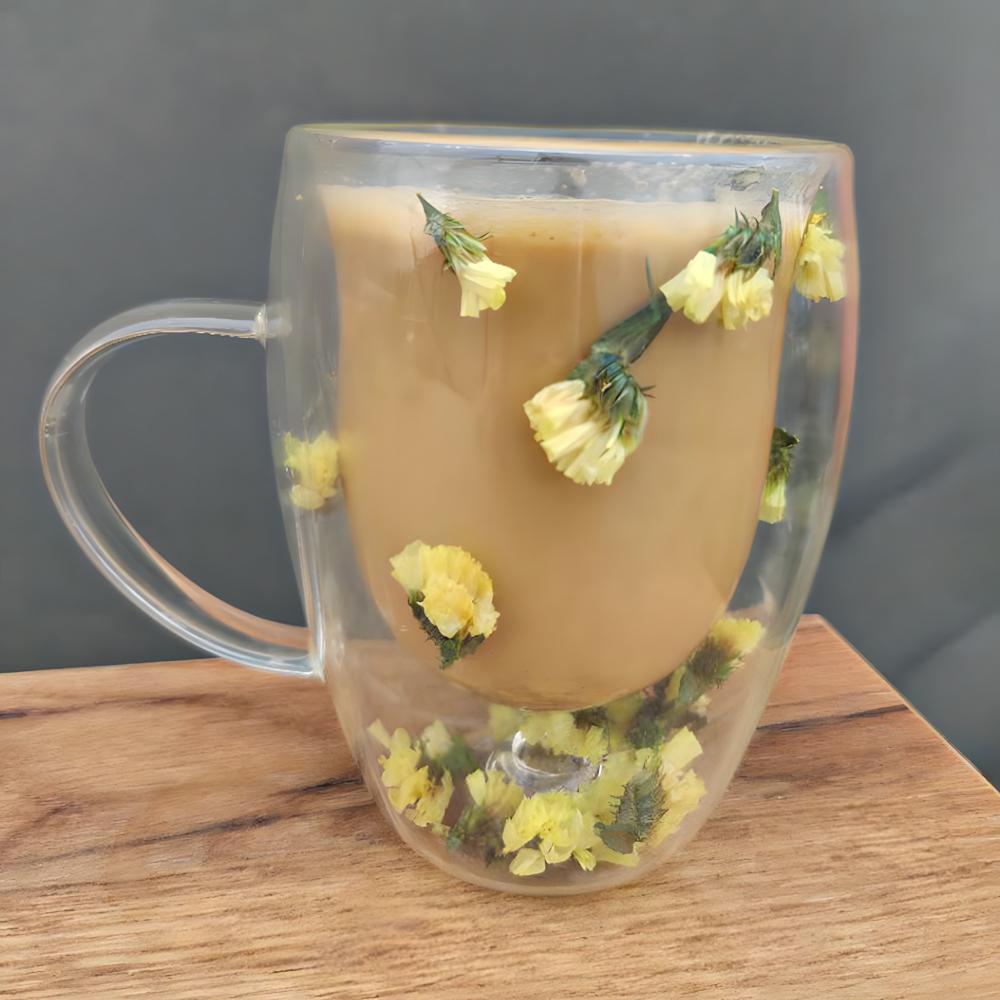 Чашка с двойным дном и сухоцветами Dry flowers с двойными стенками 300 мл