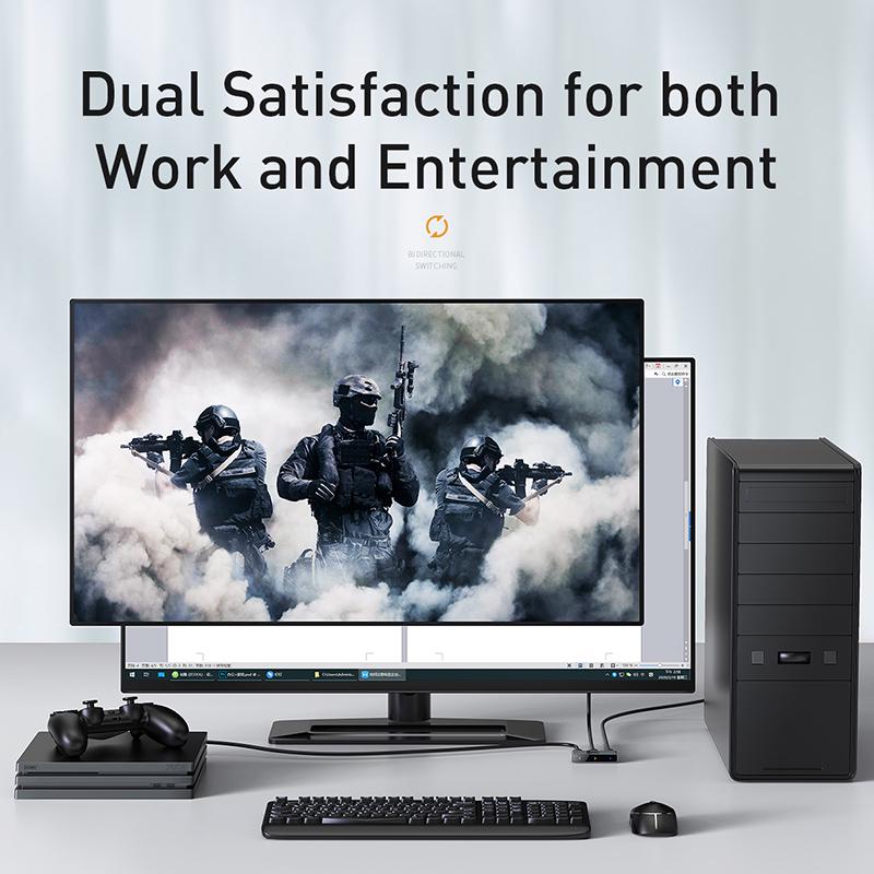 HDMI перемикач Baseus Matrix HDMI Splitter 2-in-1/1-in-2 CAHUB-BC0G Сірий - фото 4
