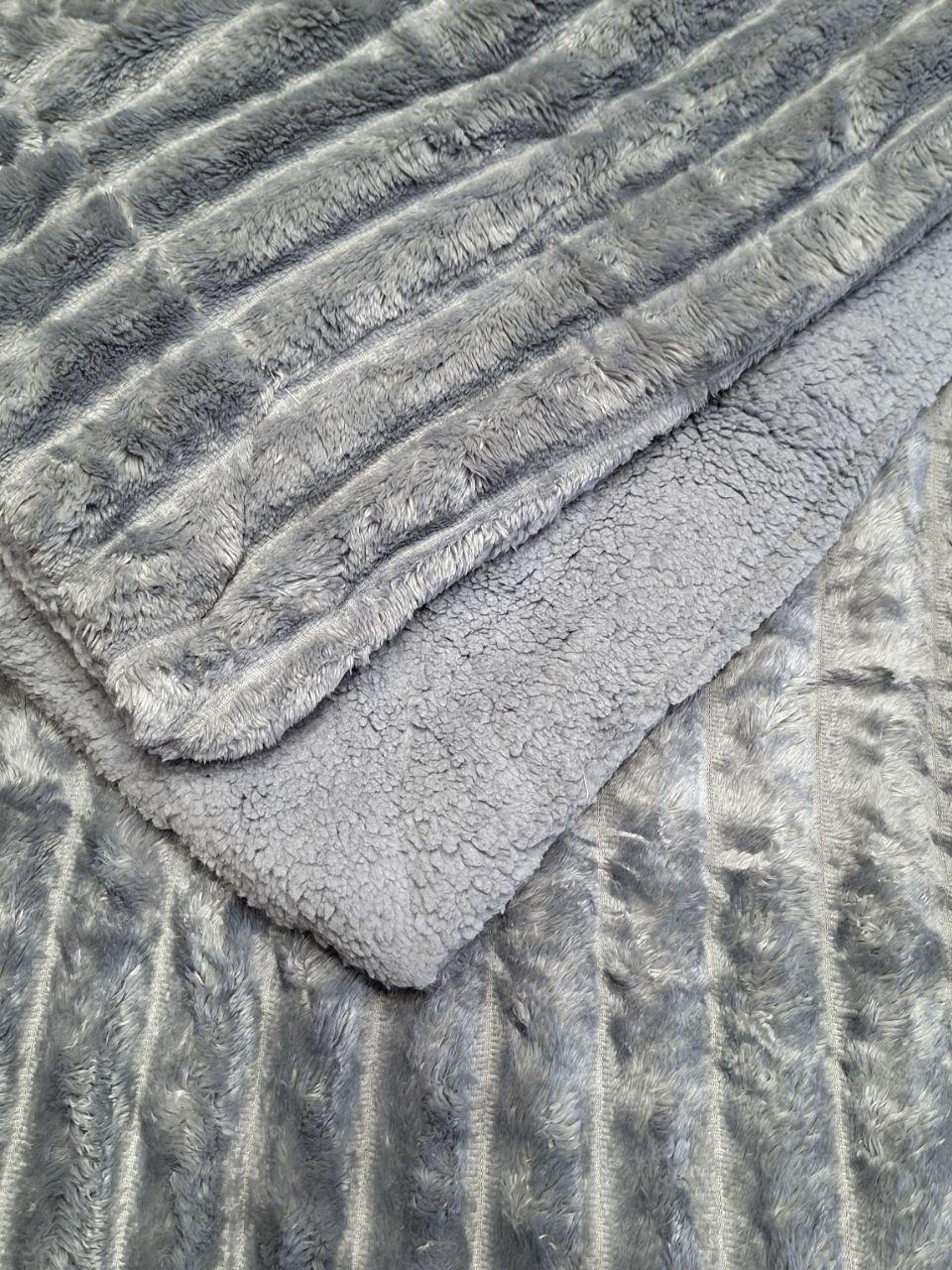 Плед на овчине Шарпей Королевская полоска 200x220 см Серо-голубой (1565) - фото 5 Плед на овчине Шарпей Королевская полоска 200x220 см Серо-голубой (1565) - фото 5