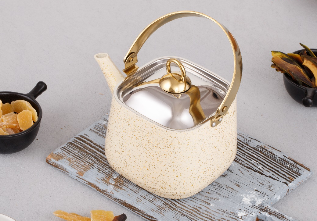 Чайник для плити Evren 4086 квадратний 1,25 л Кремовий (2225587450)