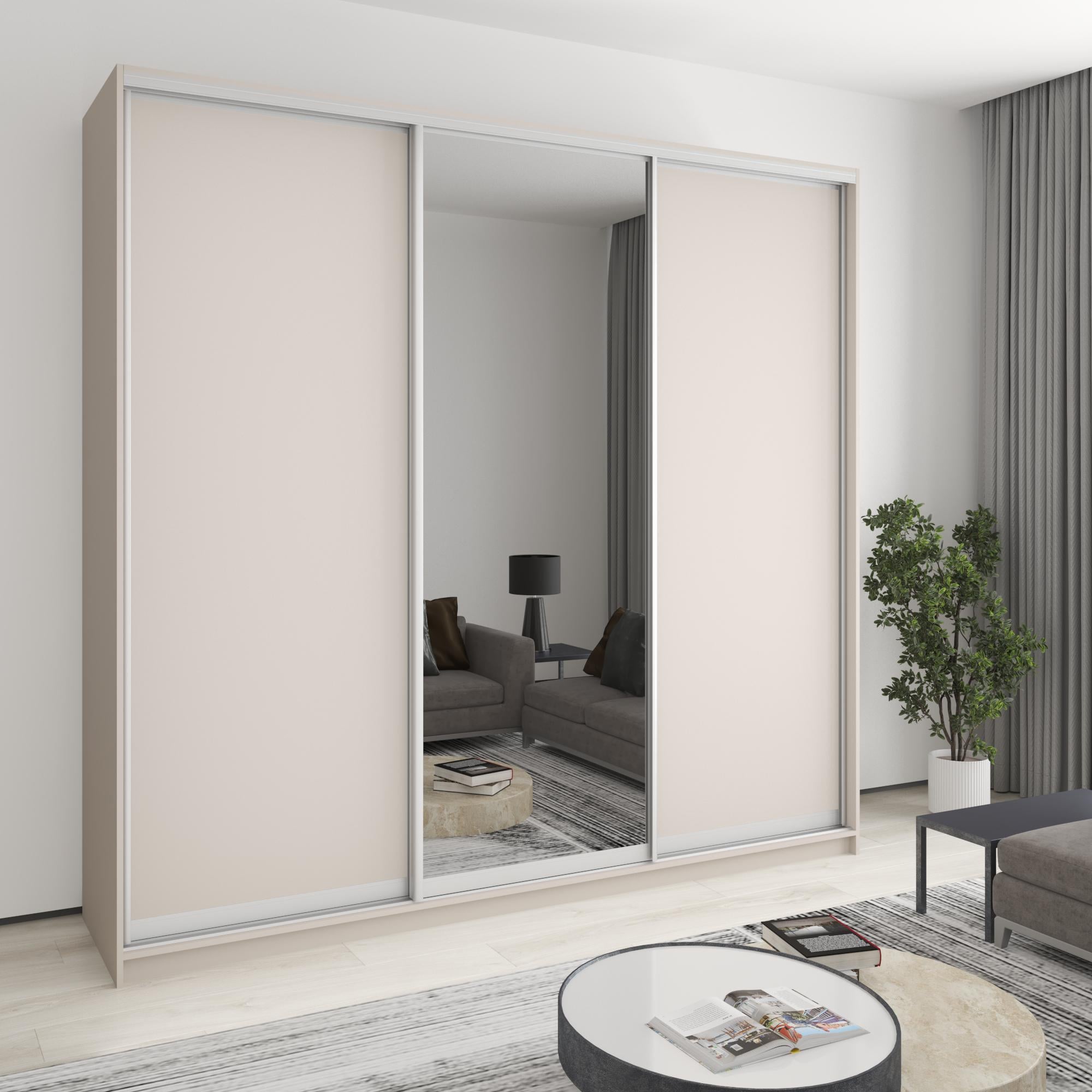 Шкаф-купе трехдверный MebelStar Уни AL 2 ДСП/зеркало 250x60x240 см Кашемир (MBS-1959) Шкаф-купе трехдверный MebelStar Уни AL 2 ДСП/зеркало 250x60x240 см Кашемир (MBS-1959)