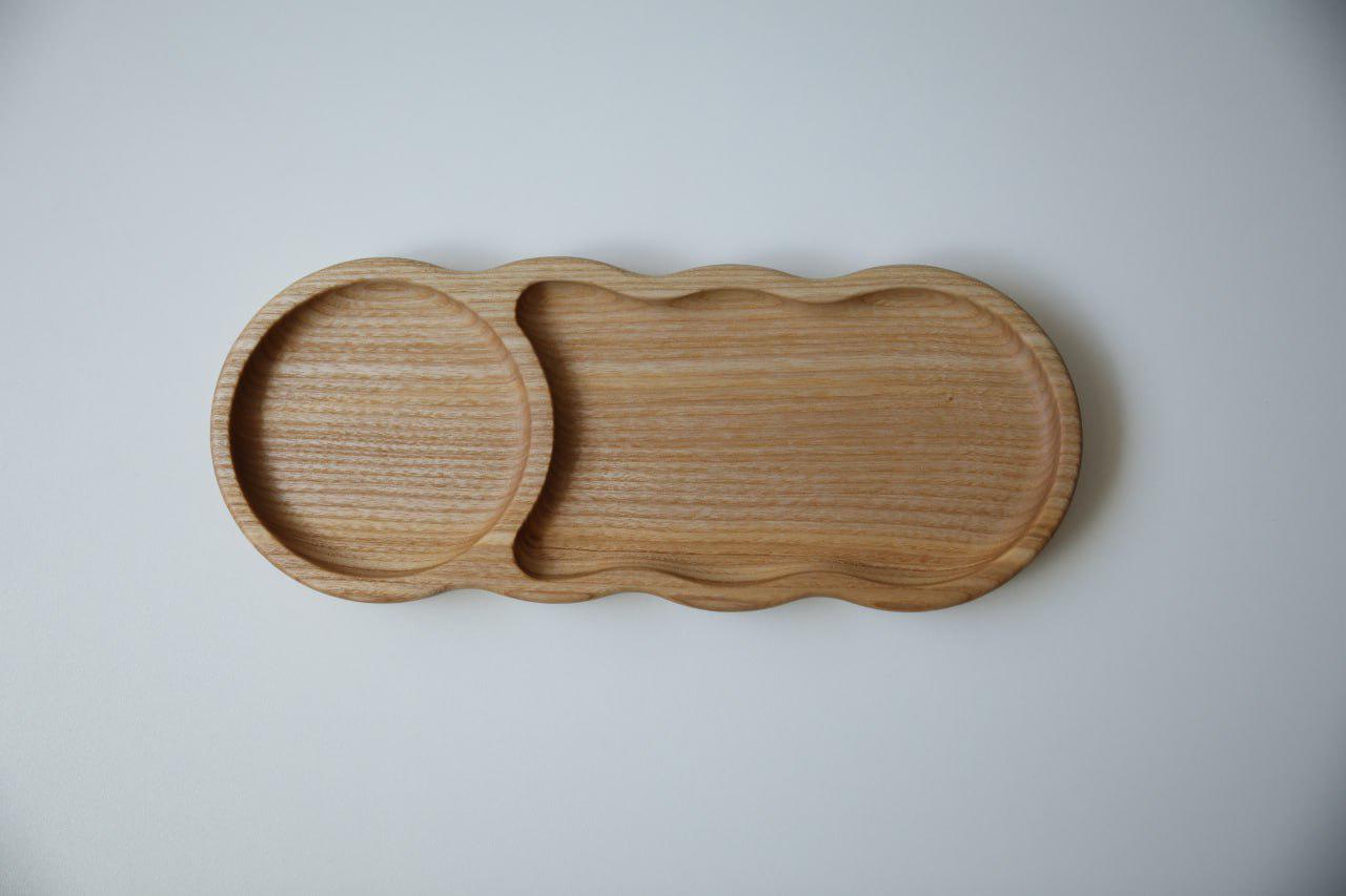 Подставка под кофейную чашку Волна двухсекционная Ясень (WDB-40.1)