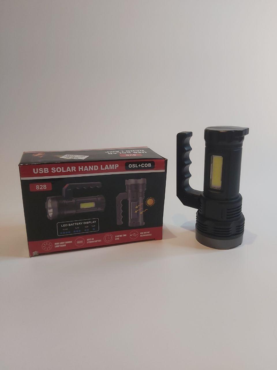 Фонарь ручной аккумуляторный Soler Hand lamp 828 OSL+COB на солнечной батарее USB - фото 2