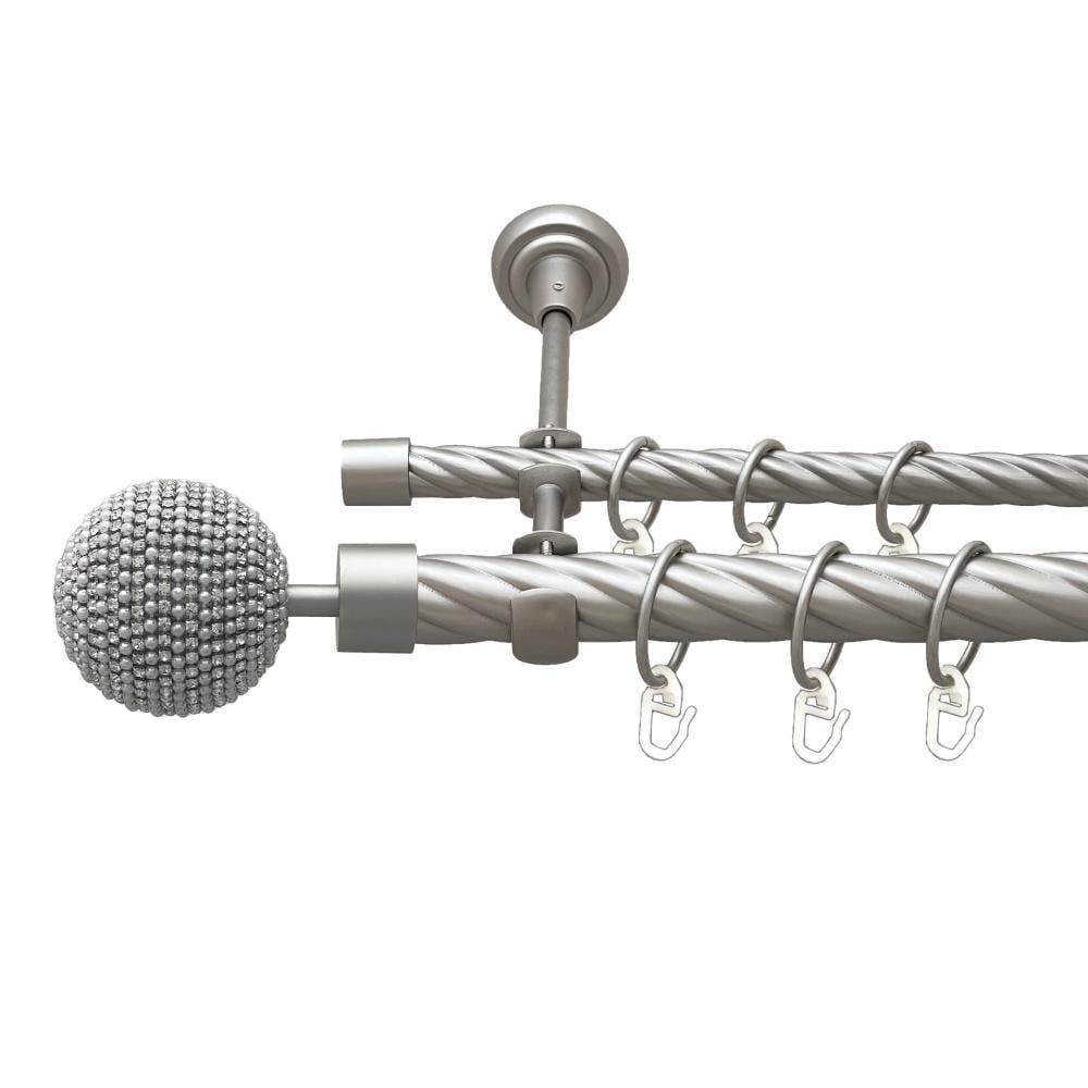 Карниз металлический Orvit Карера двухрядная открытый/скрученная труба/кольцо металлическое Сатин 25/16 мм 240 см (00-00023546)