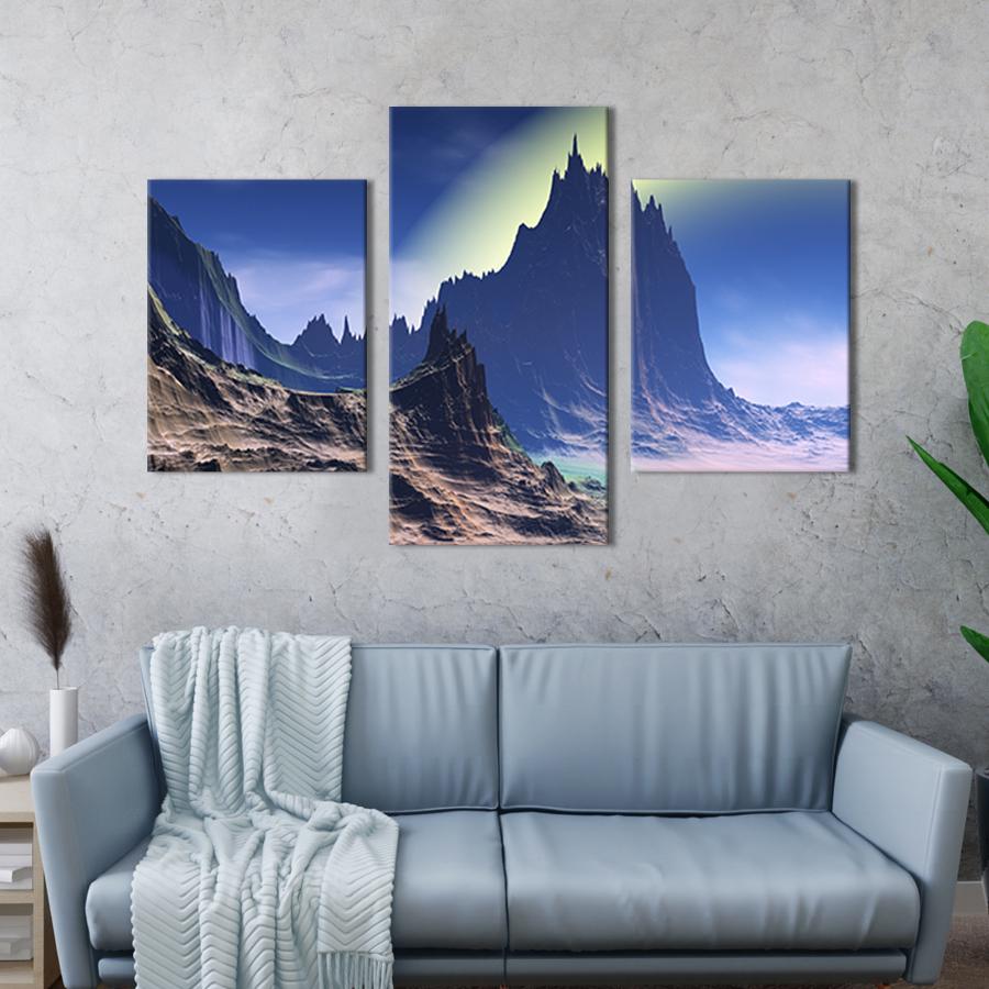 Модульная картина на холсте Триптих Вид на острые скалы 96x60 см (637-32)