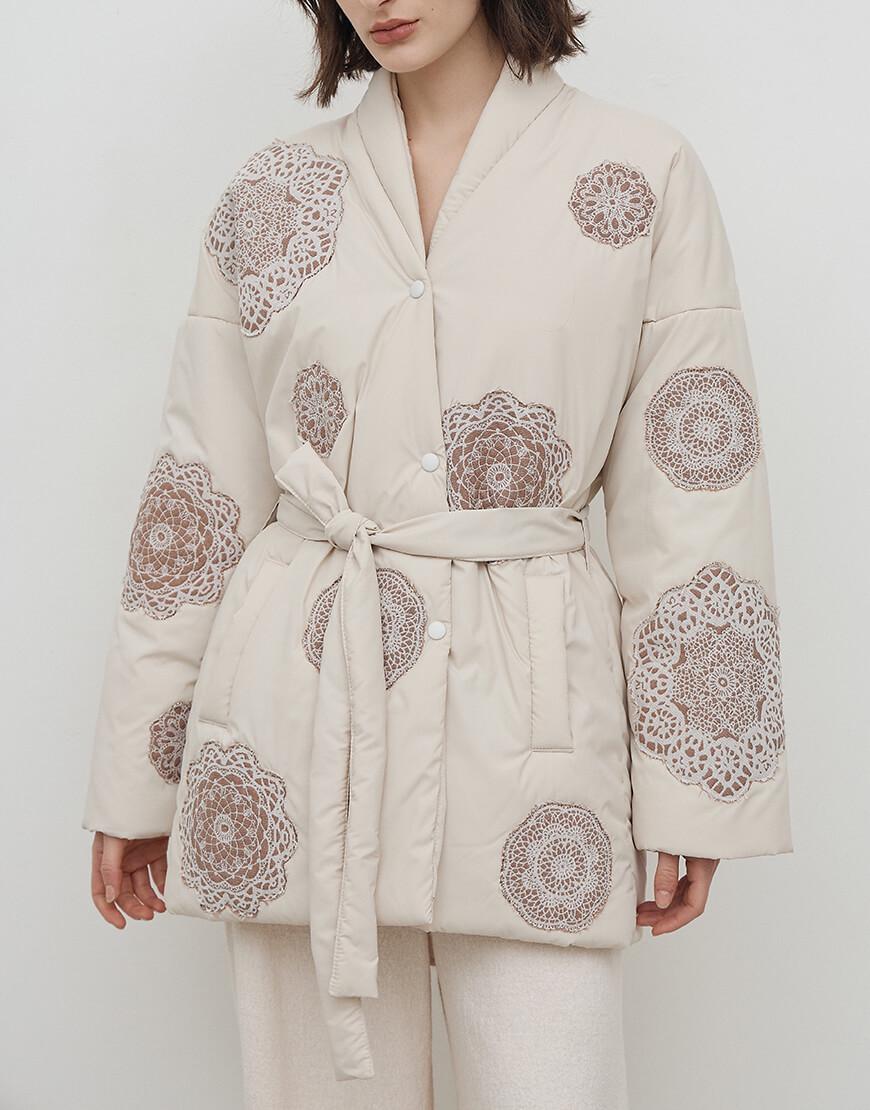Пуховик Lace жіночий ZHARKO молочний S-M