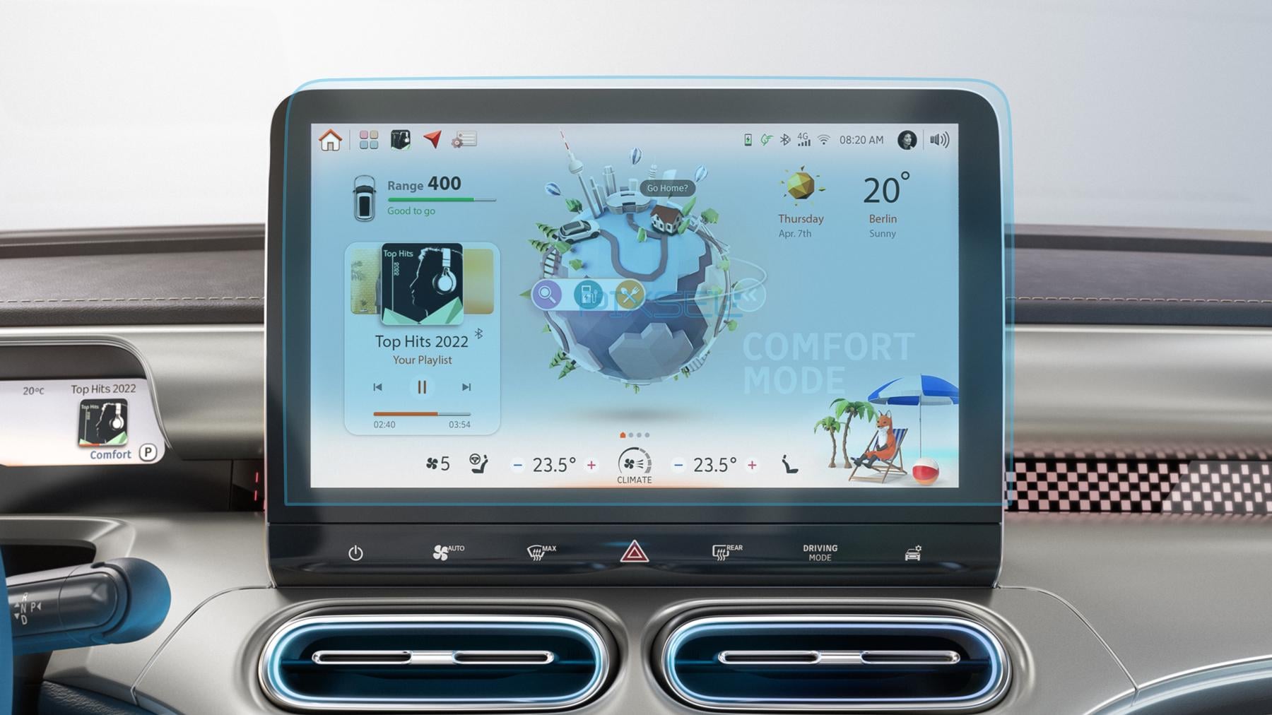 Защитное стекло Pixsel гибридное матовое на монитор SMART #1 14,6" 2022