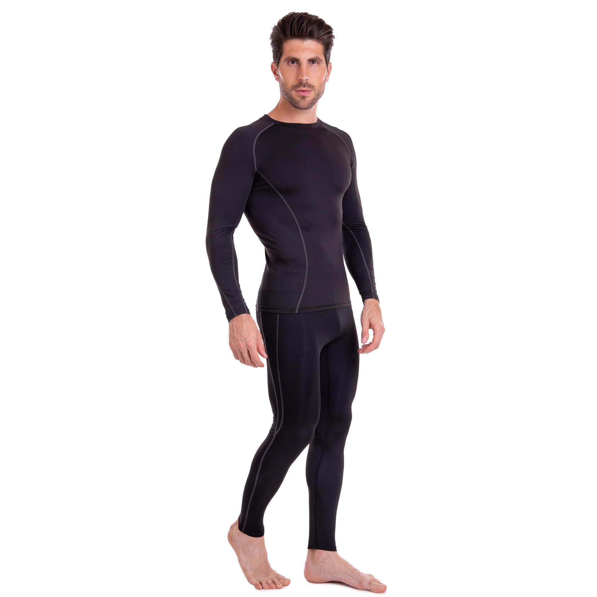Компресійний одяг чоловічий LIDONG LD-1001 LD-1201 лонгслів і штани XL/р. 48-50 зріст 178-183 см Чорний/Сірий (6936116101132)