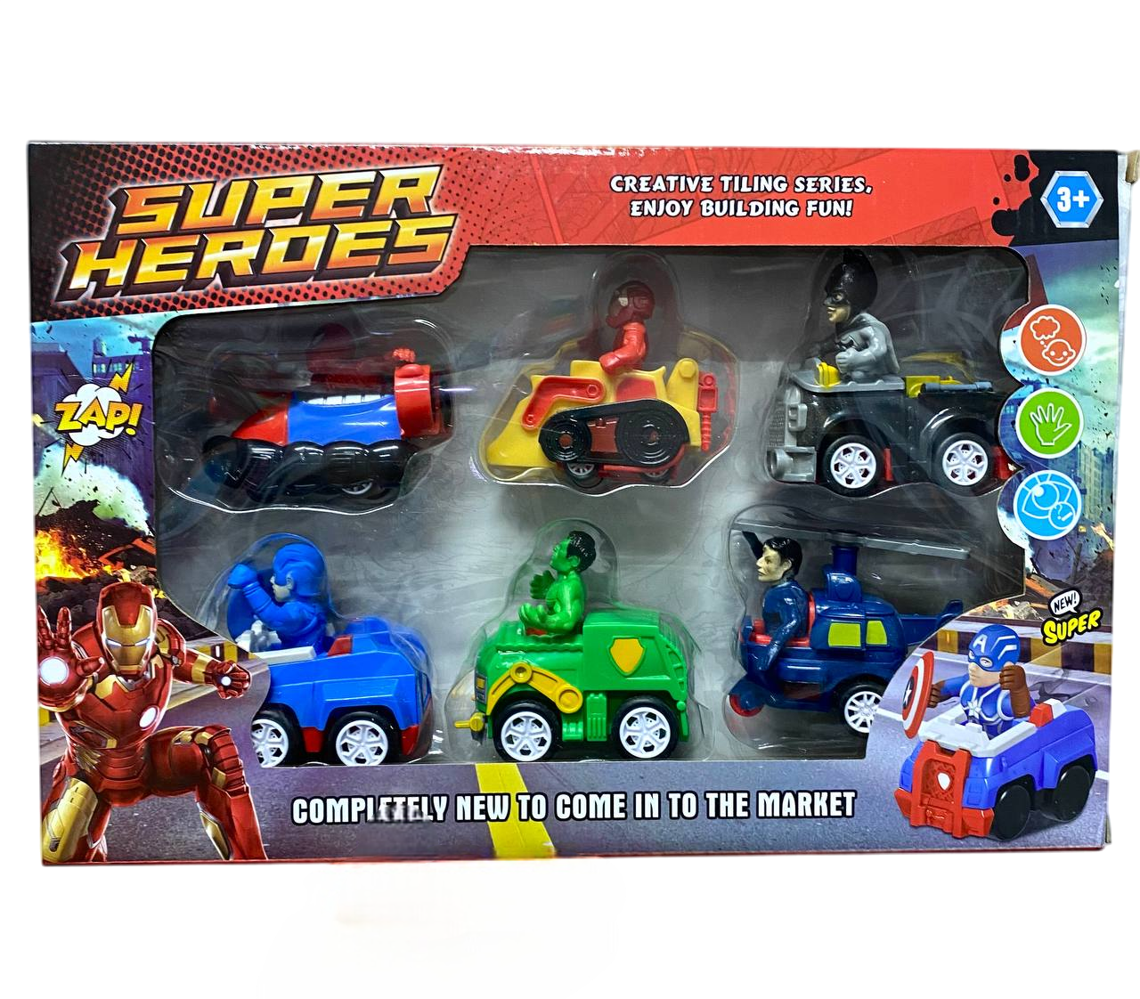 Детский игровой набор Fun Game В2 Marvel 6 героев с машинками (2516434446)