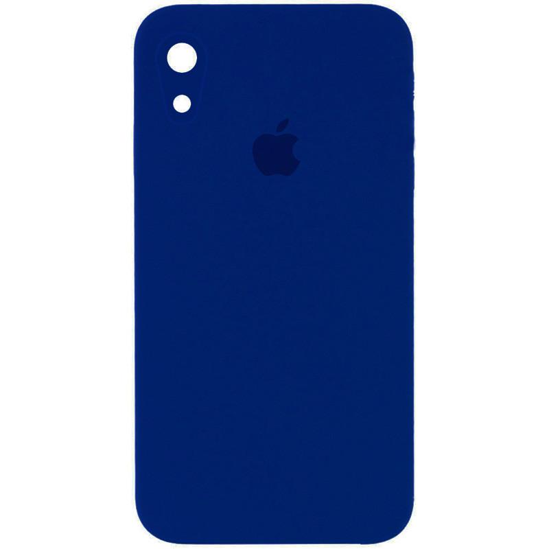 Противоударный чехол Silicone Case Square Full Camera Protective (AA) для Apple iPhone XR (6.1") Синий / Deep navy