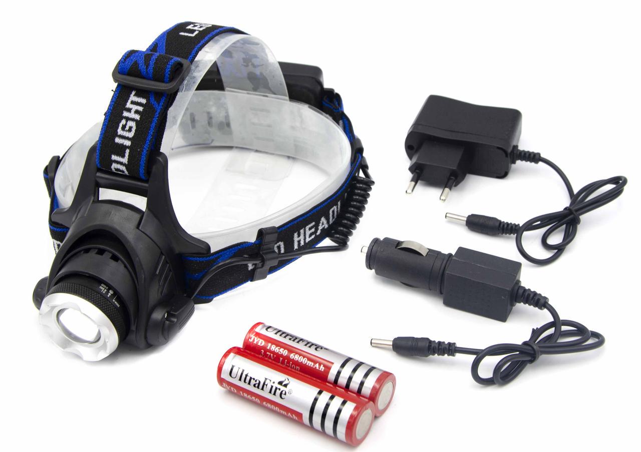 Налобный аккумуляторный фонарь X-balog WD122 T6 Zoom (t1875)