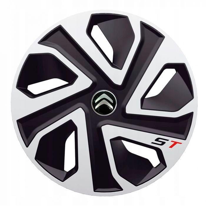 Ковпаки для коліс J-Tec ST R15 з логотипом Citroen 4 шт. Silver/Black (29676857)