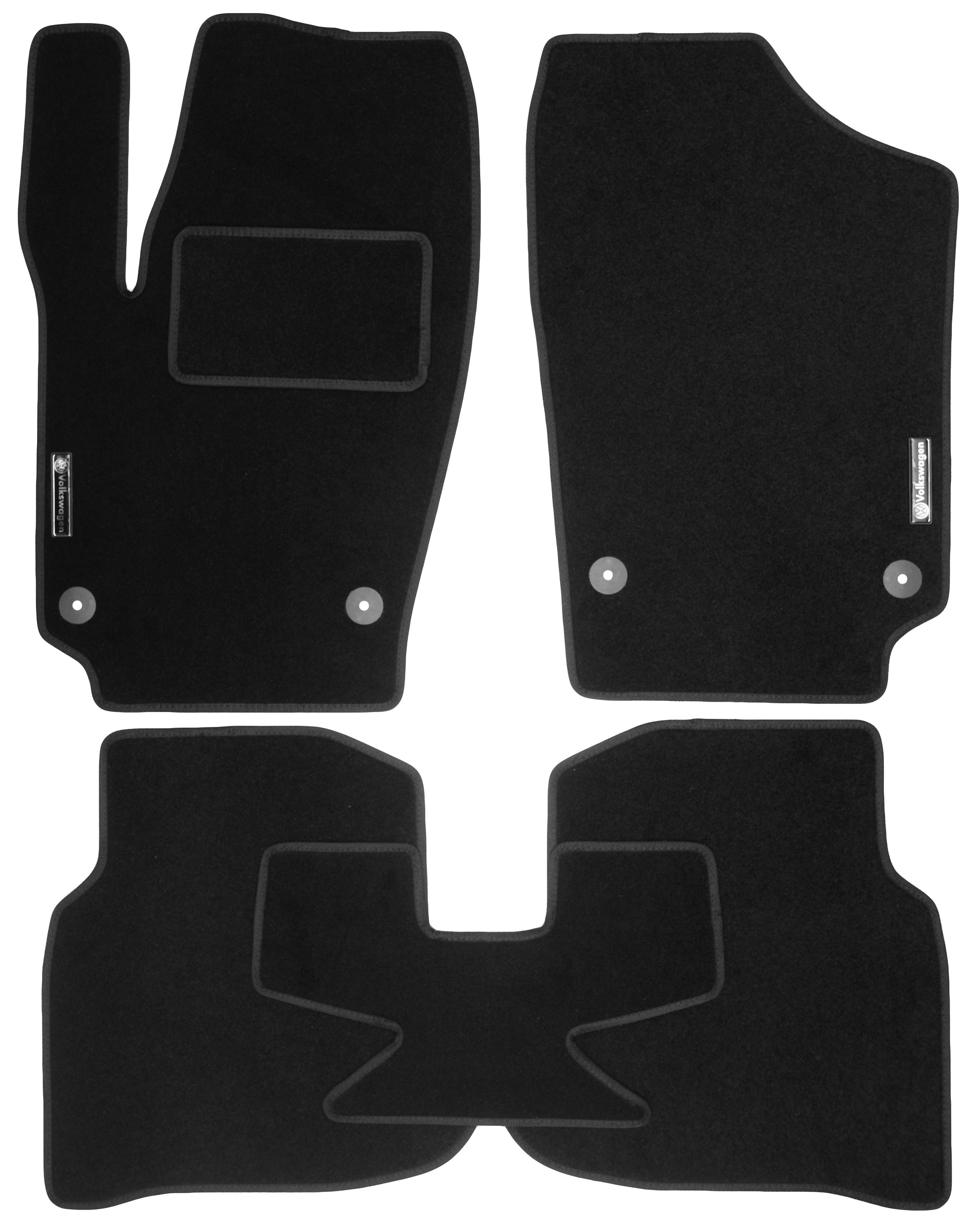 Коврики в салон для Volkswagen Polo '10- седан текстильные 4 клипсы Черный (35873)