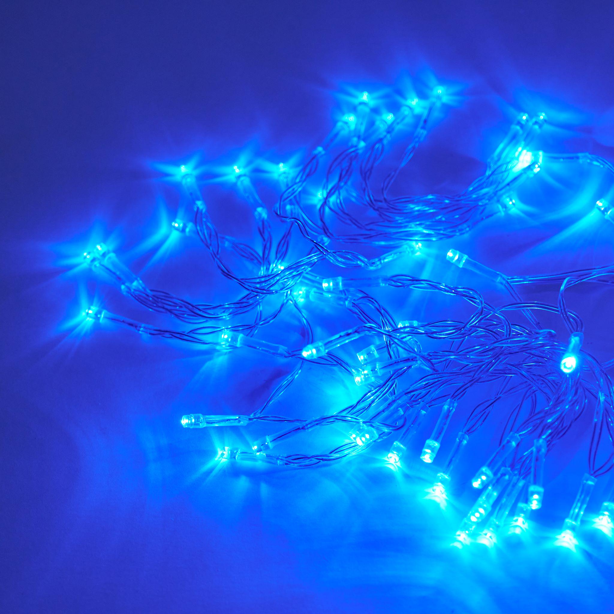 Гирлянда на батарейках 50 LED 2 режима Синий