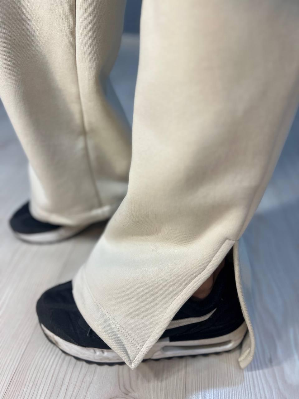 Костюм женский QUZEN 472-472 пилот брюки палаццо широкие флис S Светло-бежевый (786) - фото 5