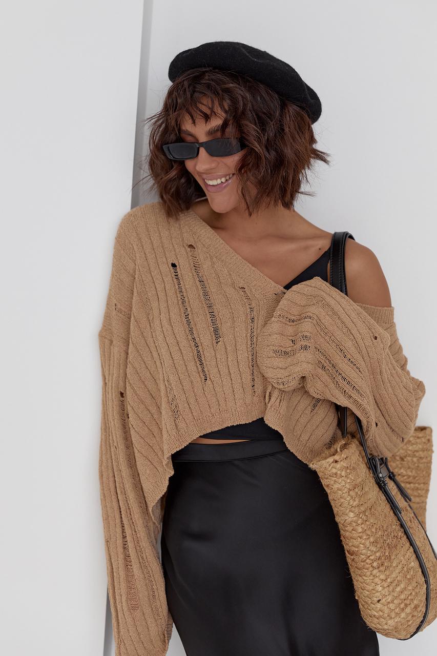 Кардиган жіночий у стилі гранж S Кавовий (11643837) - фото 8 Кардиган жіночий у стилі гранж S Кавовий (11643837) - фото 8