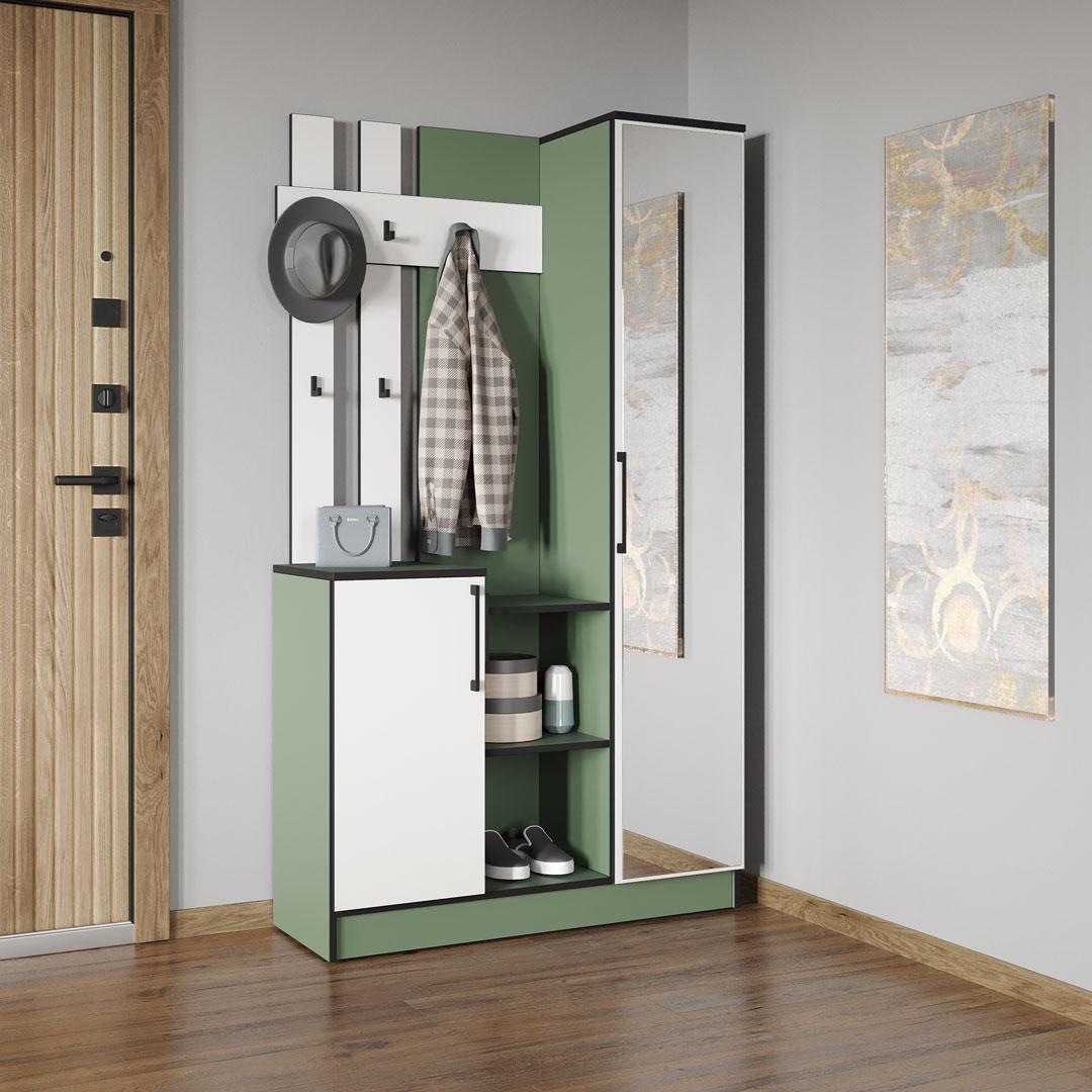 Передпокій Moreli Корнелія FKO-0004 1002x1800x372 мм Зелений димчастий/Білий