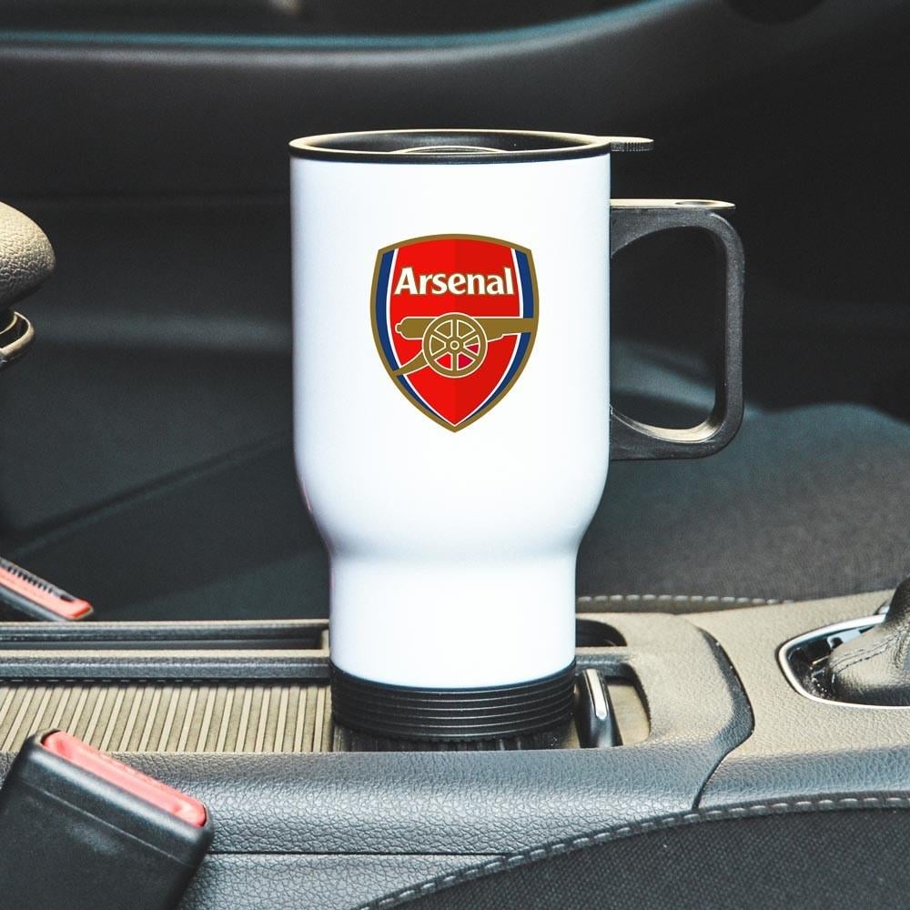 Термокружка автомобильная с логотипом футбольного клуба Арсенал 450 мл Белый (22802470)