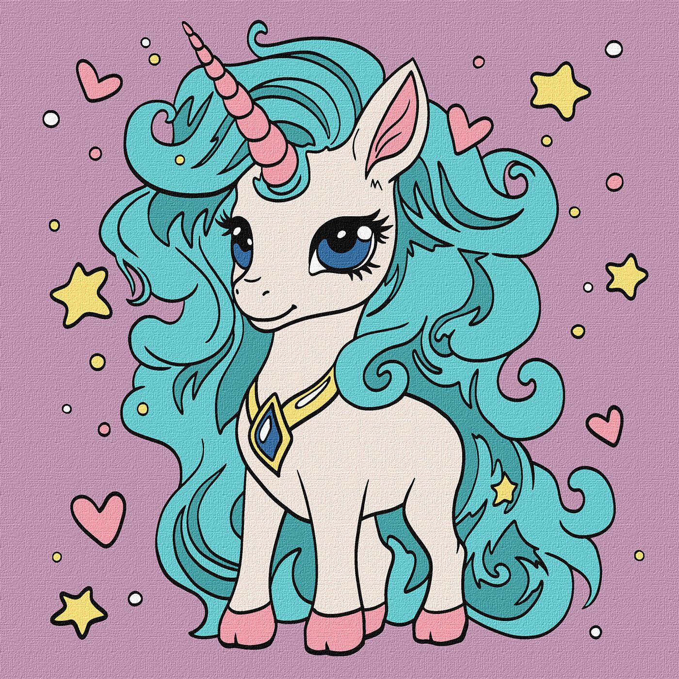 Картина по номерам Идейка Фантастическая однорожка 25х25 см без коробки (KHO6102)