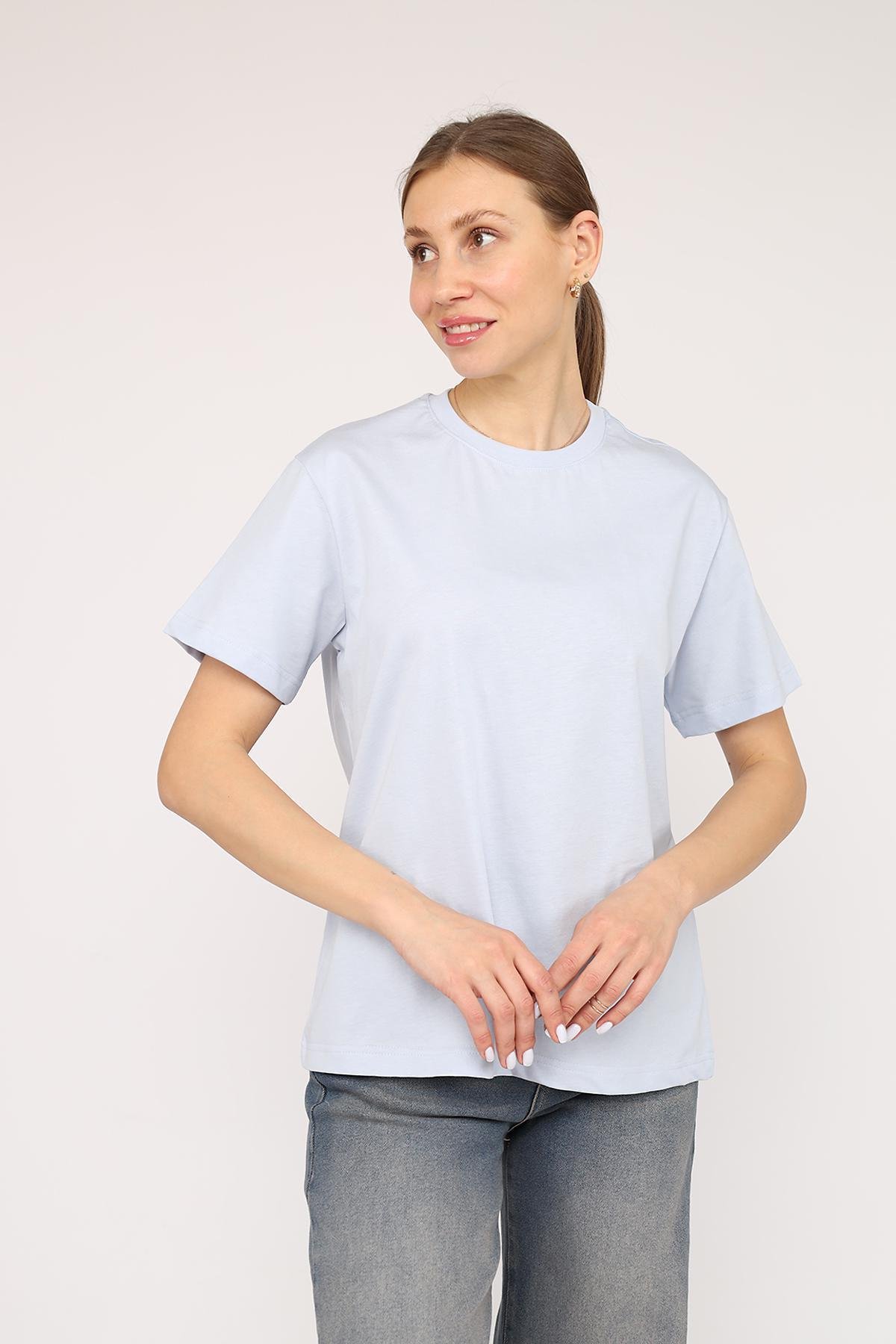 Футболка женская ЦБ-00266489 с коротким рукавом р. 42 Голубой (SKT001036185)