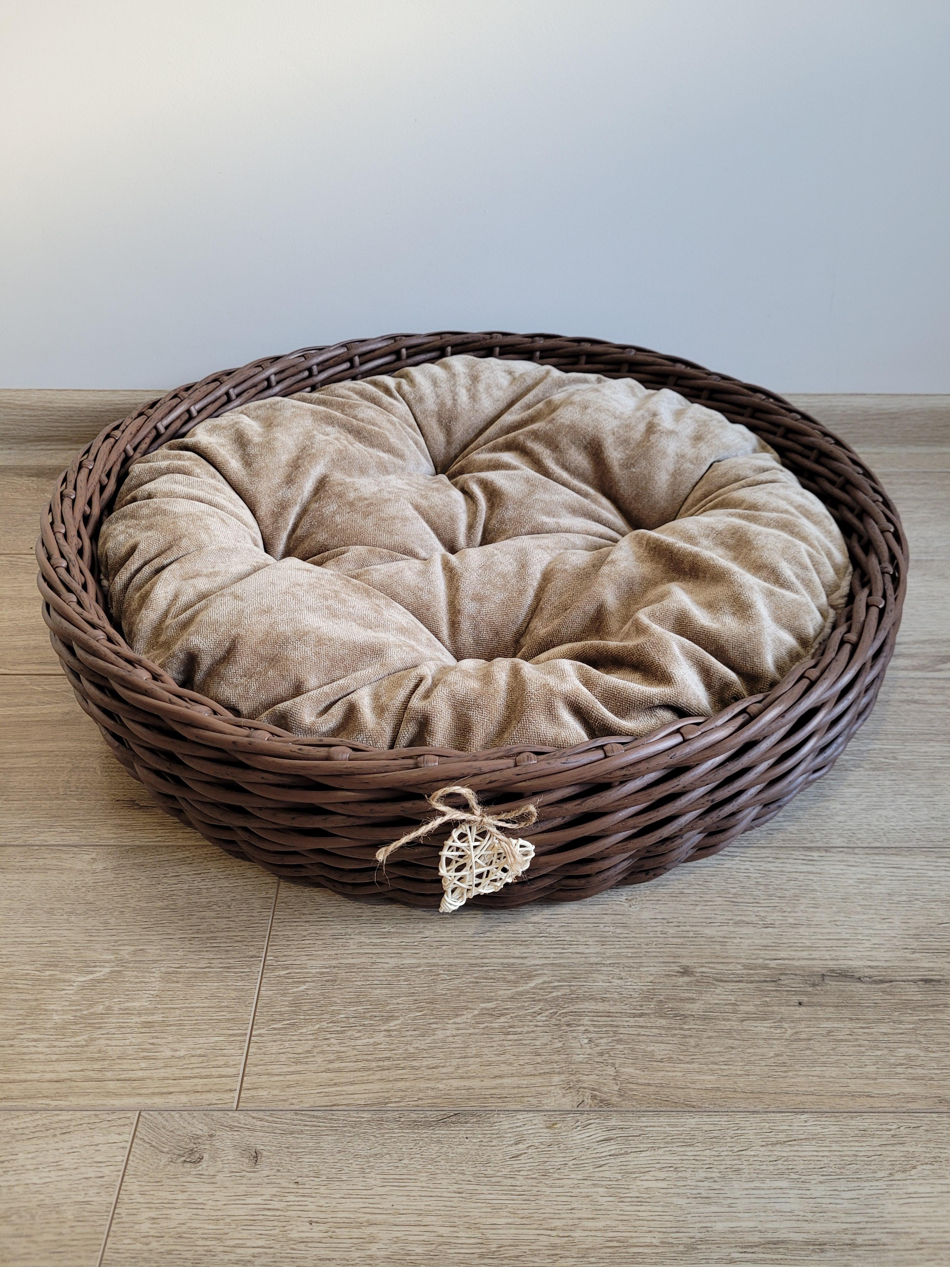 Лежак для животных из искусственного ротанга ручной работы M Дерево темное (331008) - фото 3