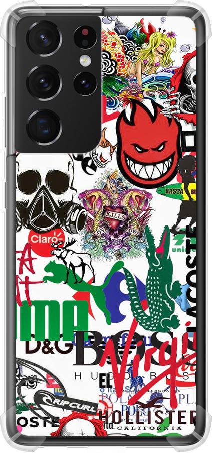Чехол на Samsung Galaxy S21 Ultra (5G) Many different logos (4022sp-2116-42517)