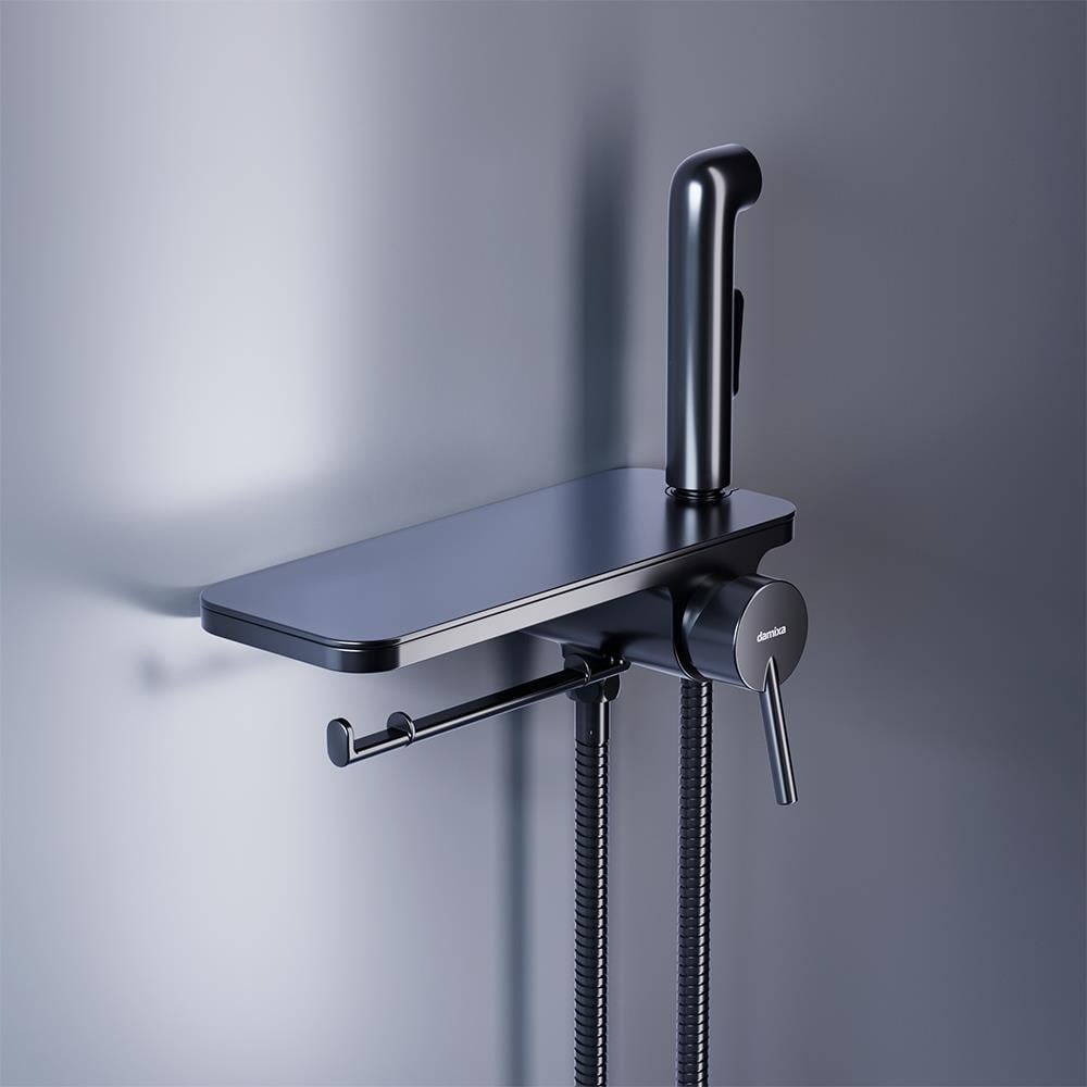 Змішувач для гігієнічного душу Damixa Jupiter 773500301 настінного монтажу Чорний (225431) - фото 3