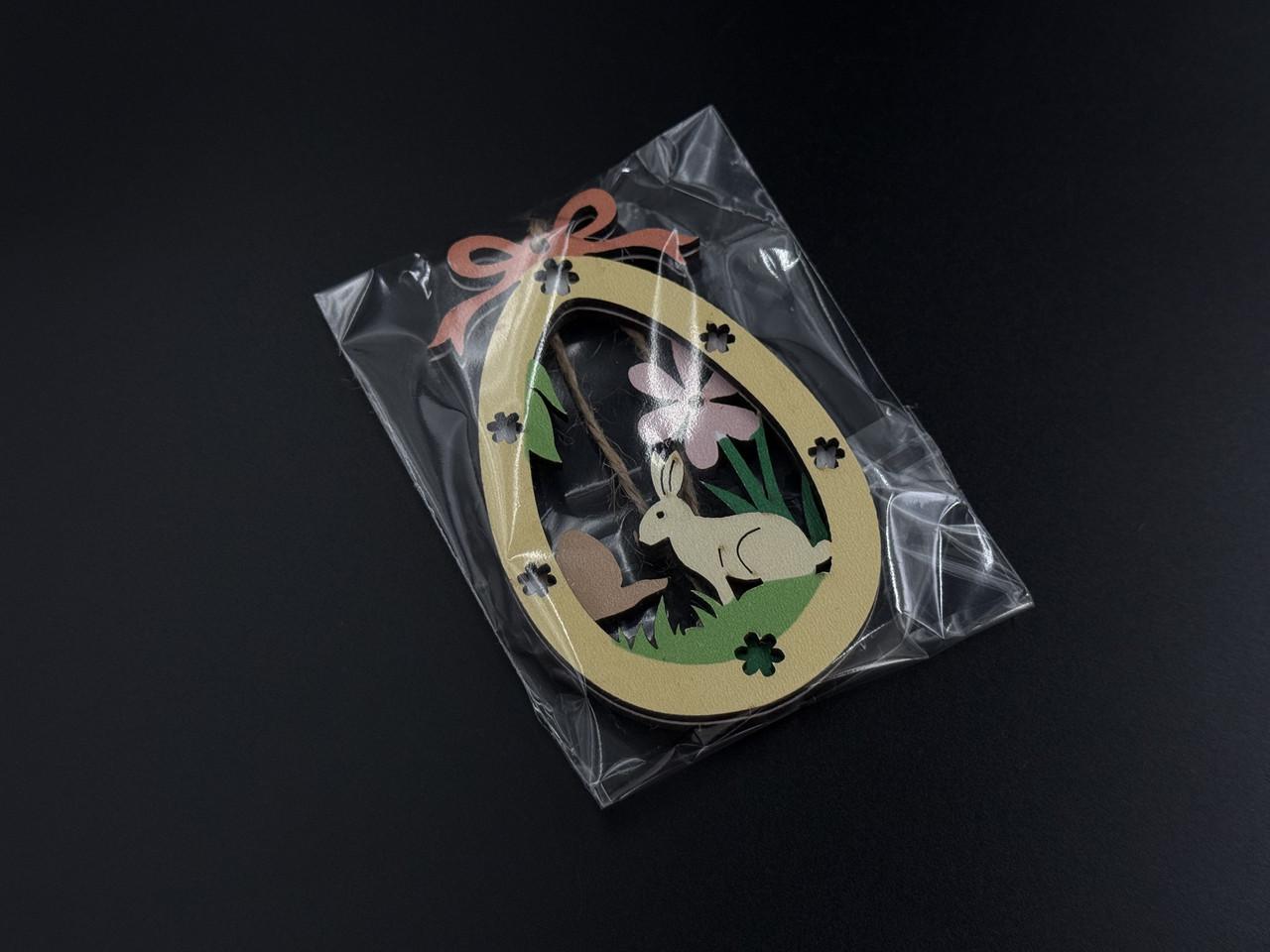 Заготівка-підвіска для рукоділля Пасхальне яйце з зайчиком під декупаж і розпис 9х5,7 см Різнокольоровий (XV-002) - фото 2