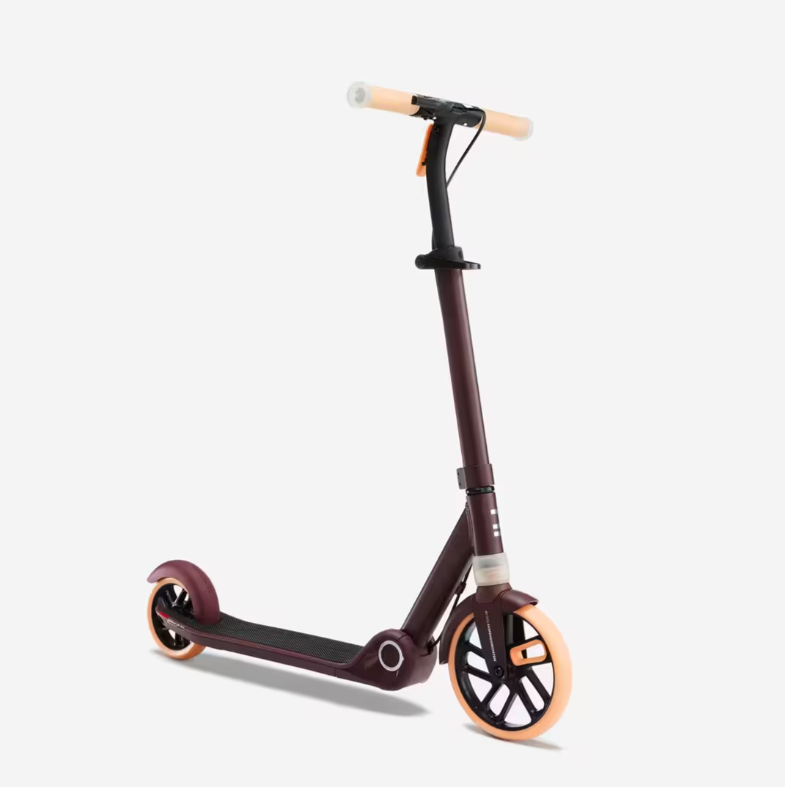 Самокат дитячий OXELO двоколісний з ручним гальмом та амортизатором Бордовий (M900)