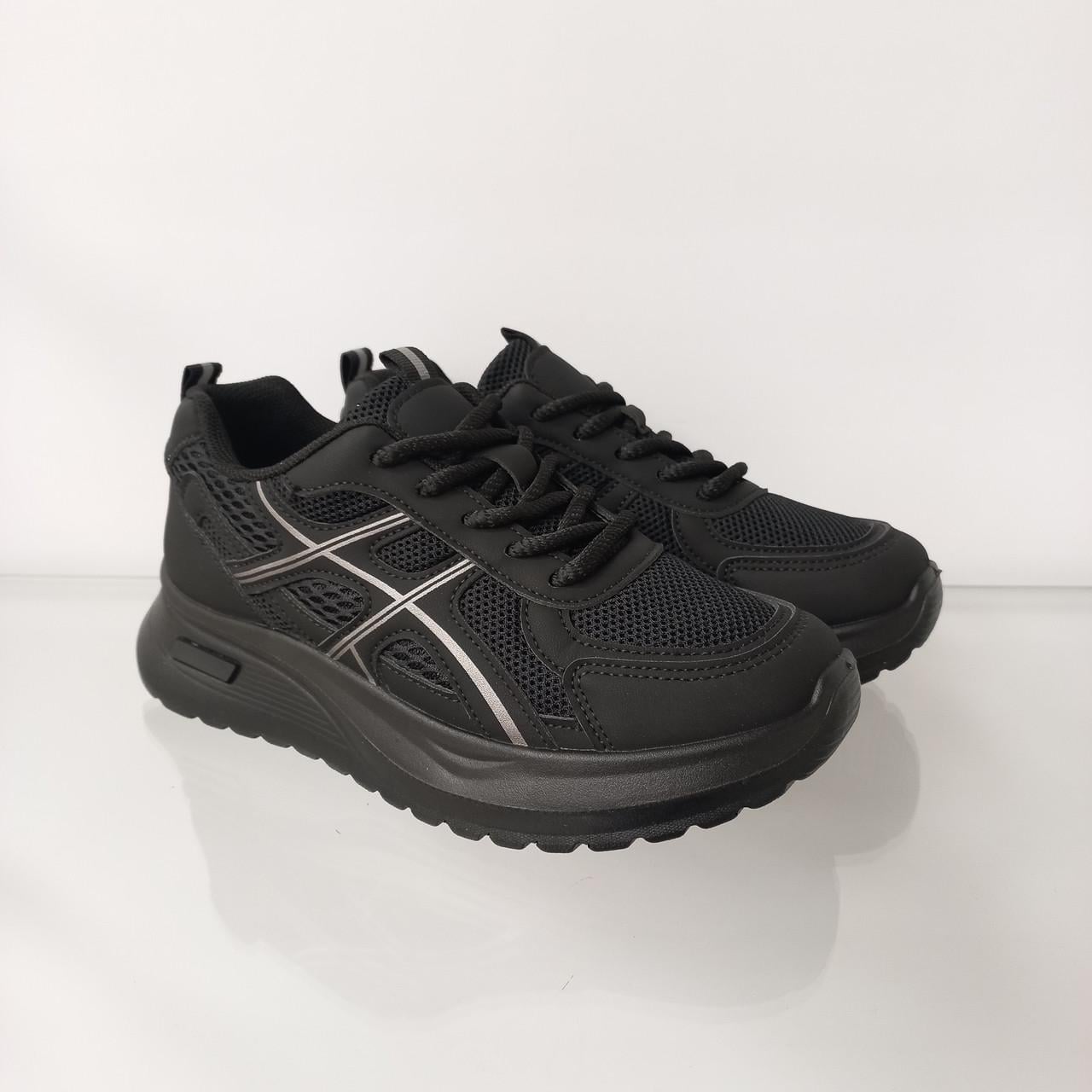 Кроссовки женские с сеткой на платформе р. 37 Черный (33384467)