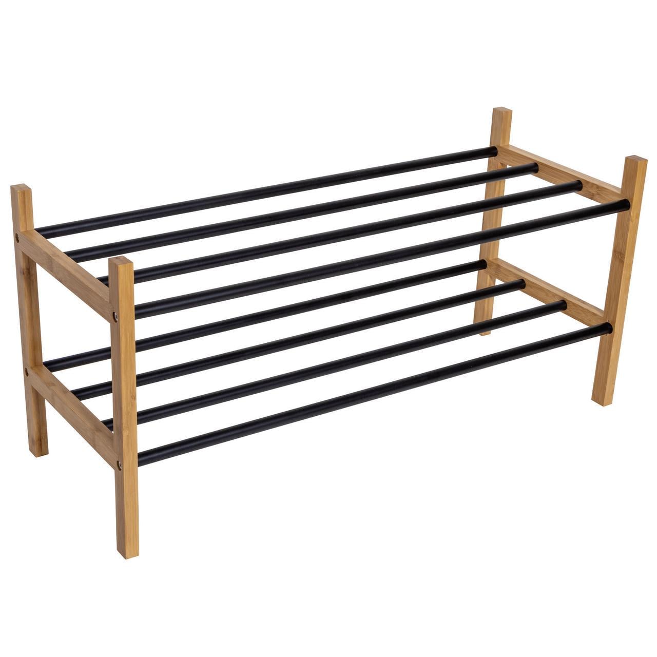 Полка для обуви напольная Casa Si Shoe Rack Bamboo из стали и бамбука двойная 78,5х37х30 см