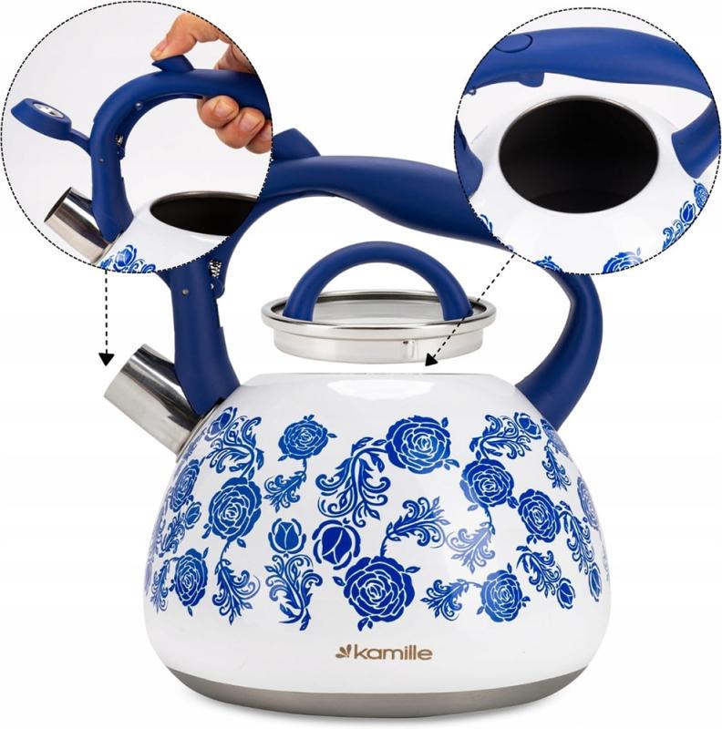 Чайник индукционный Kamille из нержавеющей стали со свистком 2,7 л - фото 4