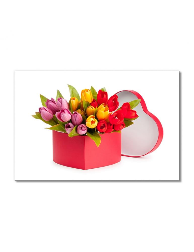 Картина модульная Праздничный букет тюльпанов для влюбленных 1 модуль 30х45 см