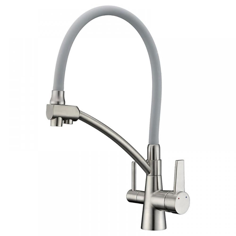 Змішувач для кухні KOER KB-72003-02 з виходом для питної води Хром/Сірий (25017956)