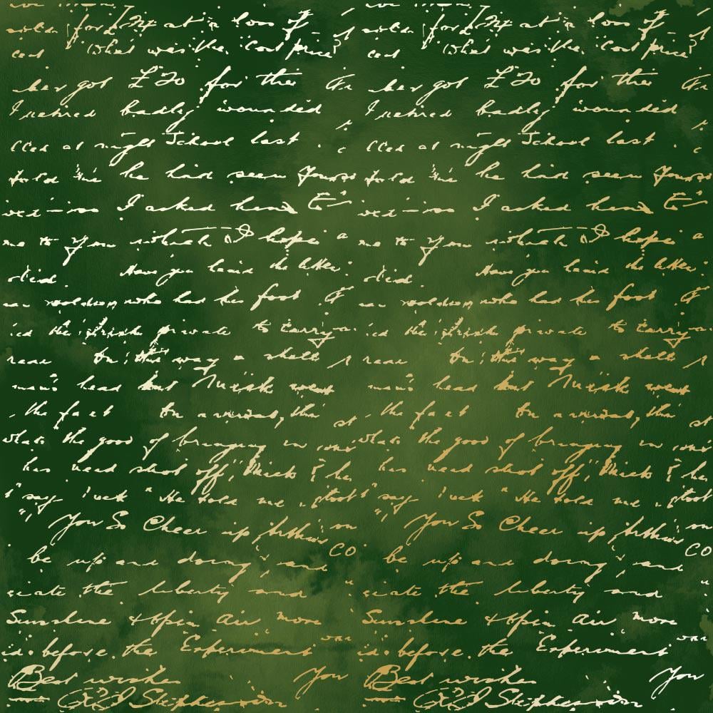 Лист бумаги односторонний Golden Text с фольгированием 30,5х30,5 см Green/Aquarelle