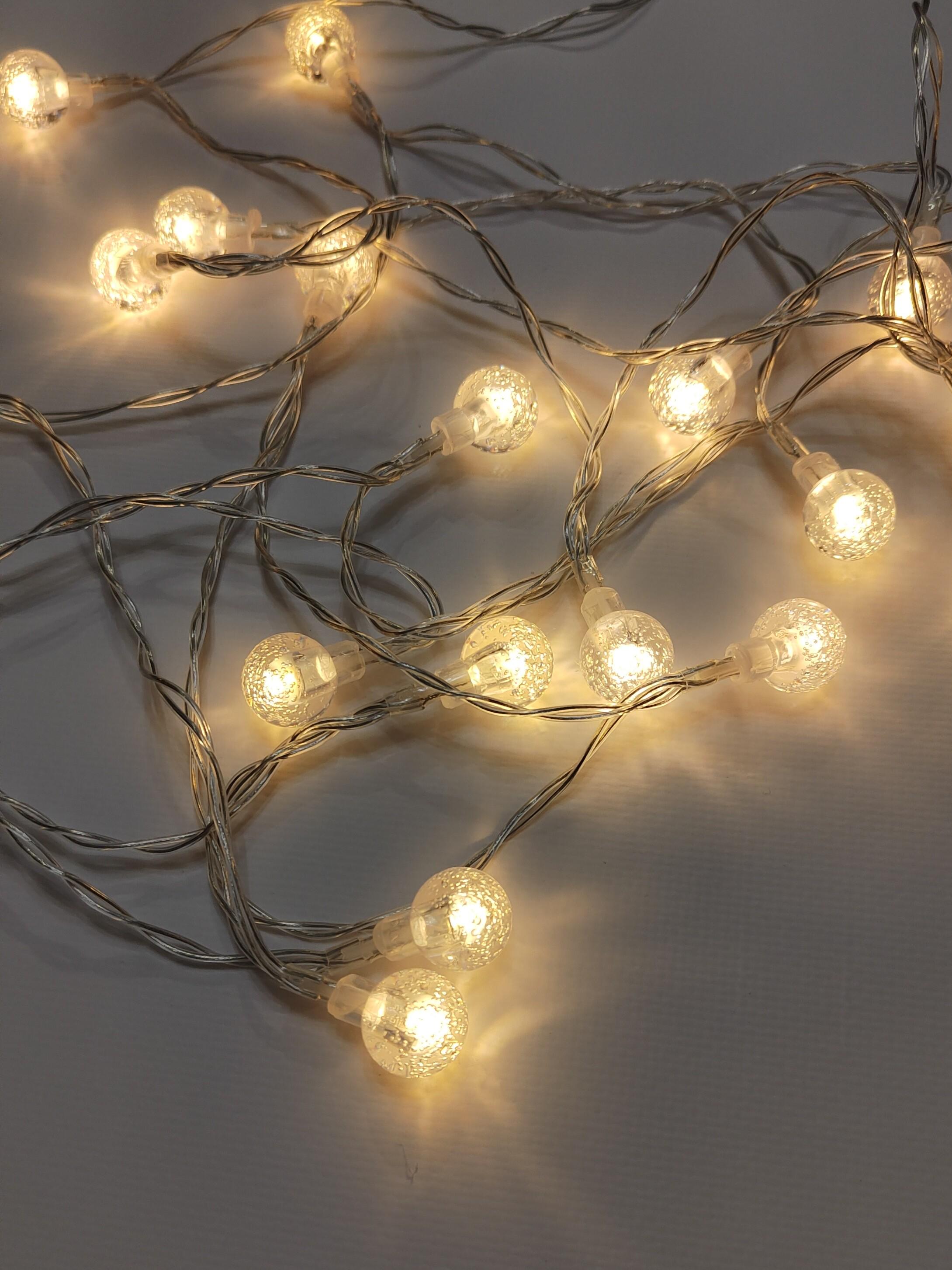 Гирлянда на батарейках 40 лампочек 6 м Теплый белый свет (30717751)