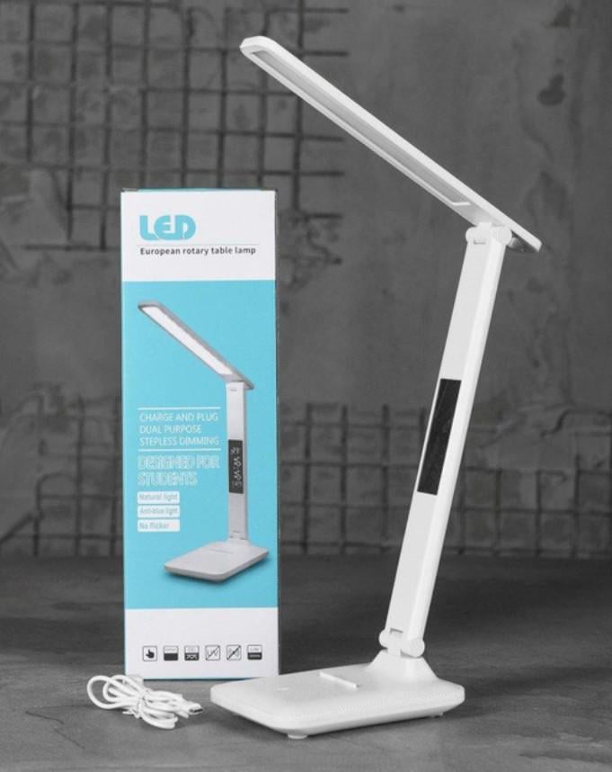 Настольная лампа светодиодная с часами/календарем и подставкой для телефона Rotary Table Lamp с термометром Белый (724) - фото 4 Настольная лампа светодиодная с часами/календарем и подставкой для телефона Rotary Table Lamp с термометром Белый (724) - фото 4