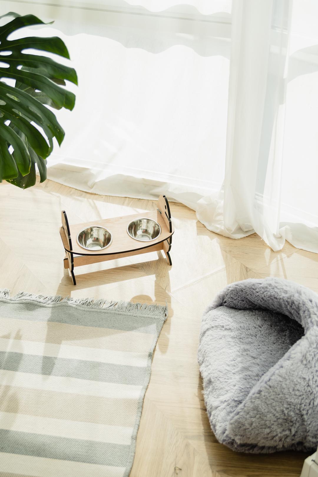 Миски для котов Incor Рыбка на деревянной подставке 40х17х25 см (401725-1) - фото 5