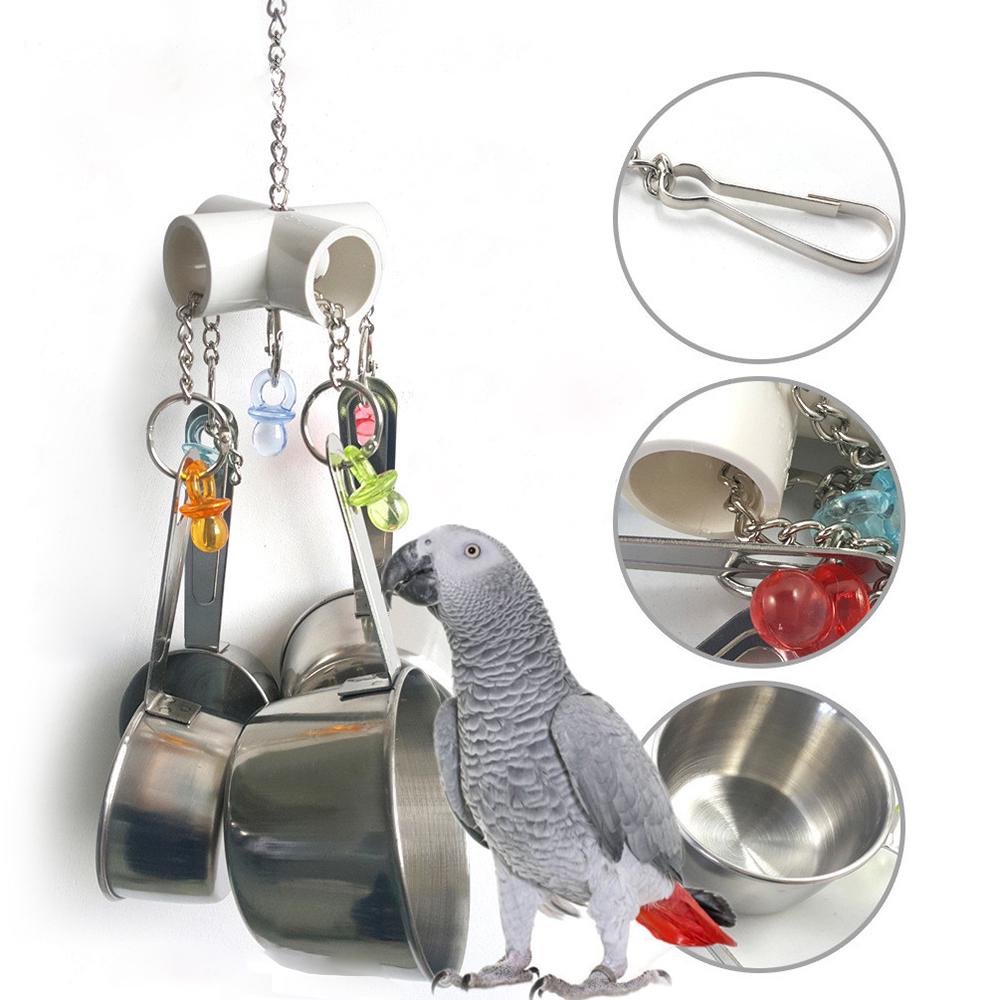 Игрушка для средних попугаев Какаду/Жако/Амазон Кастрюльки подвесная из металла Серебристый (PG-08) - фото 3 Игрушка для средних попугаев Какаду/Жако/Амазон Кастрюльки подвесная из металла Серебристый (PG-08) - фото 3