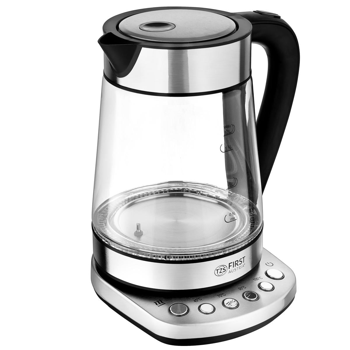 Електрочайник First FA-5405-9 1,7 л 2200 Вт 4 температурні режими Stainless Steel/Black