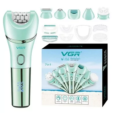 Эпилятор и бритва VGR V-756 с насадками 7в1 Зеленый