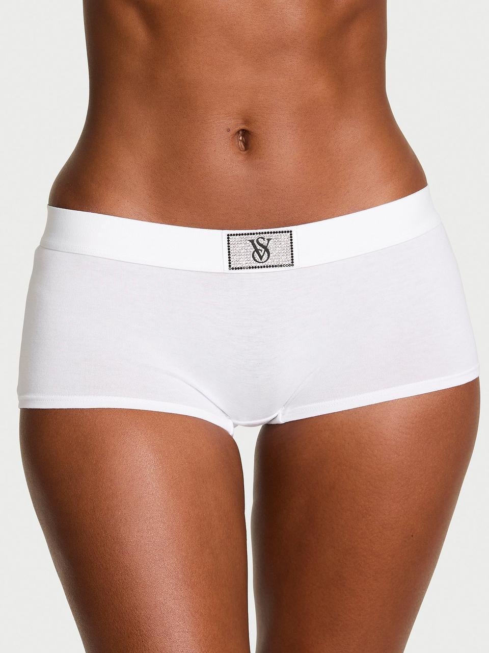 Трусики женские Victoria's Secret Logo Cotton Shine Patch Boyshort XXL Белый (42112955166987)