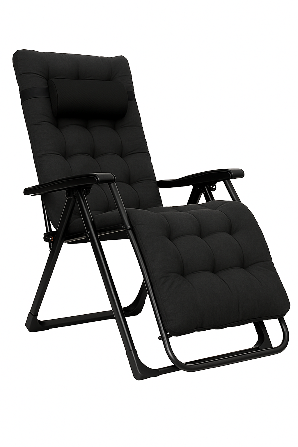 Шезлонг раскладной LEOBRO Zero Gravity с подголовником до 150 кг 178x64x110 см Черный