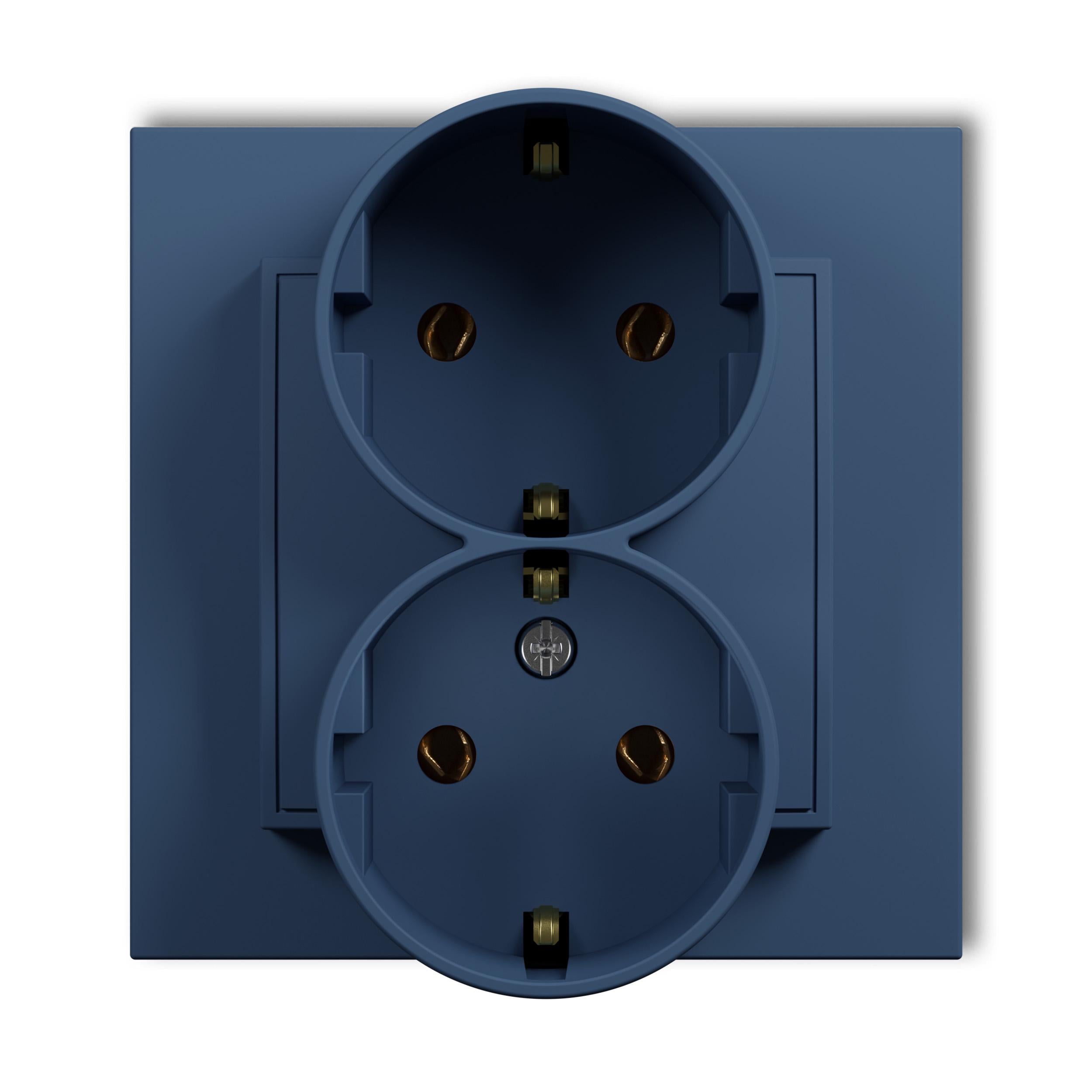 Розетка двойная Karlik Mini с заземлением Schuko Navy Blue (64MGP-2s)