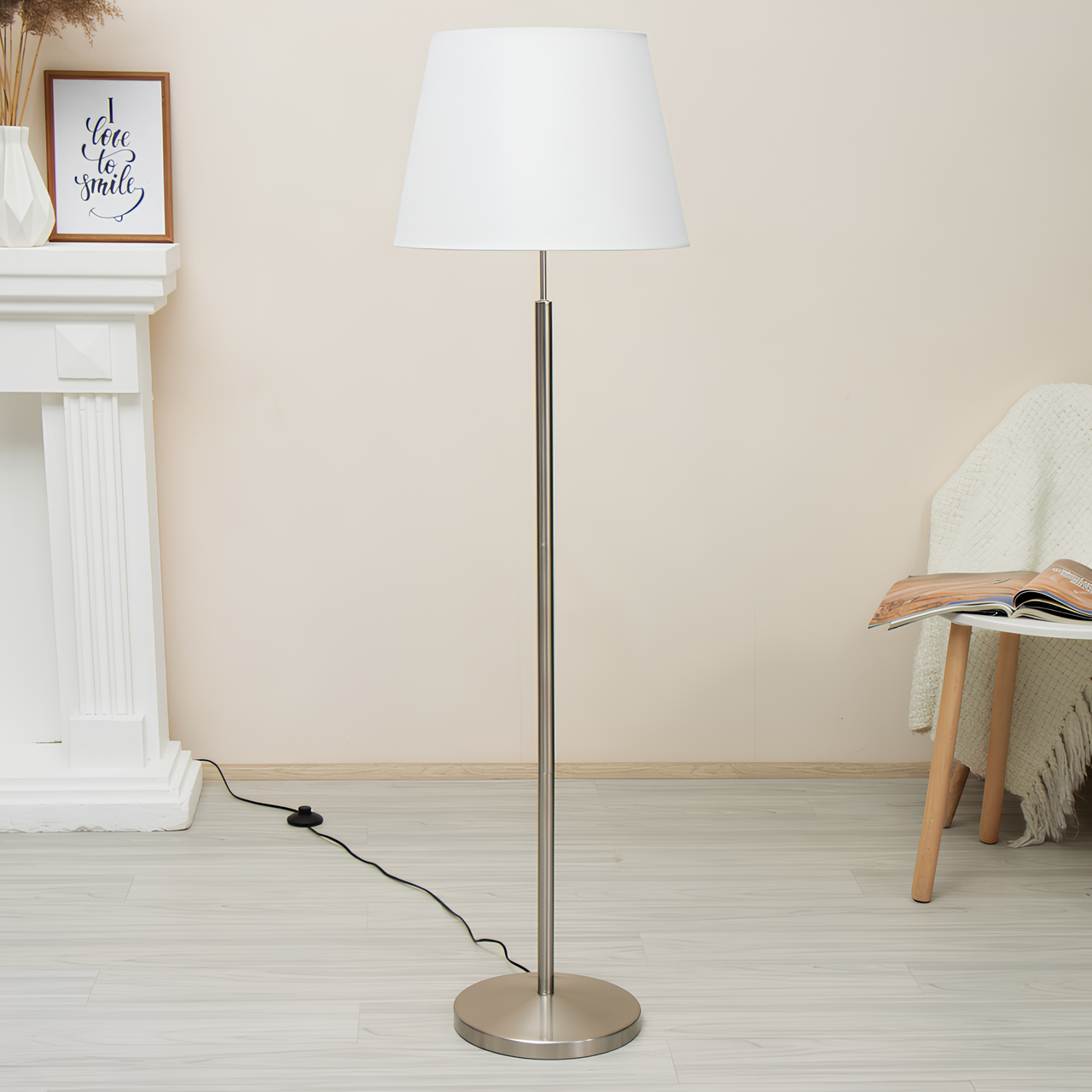 Торшер Svet с плиссированным абажуром под лампу Е27 Сатиновый/Белый (SWT-3510/BASE+SHADE SN) - фото 6 Торшер Svet с плиссированным абажуром под лампу Е27 Сатиновый/Белый (SWT-3510/BASE+SHADE SN) - фото 6